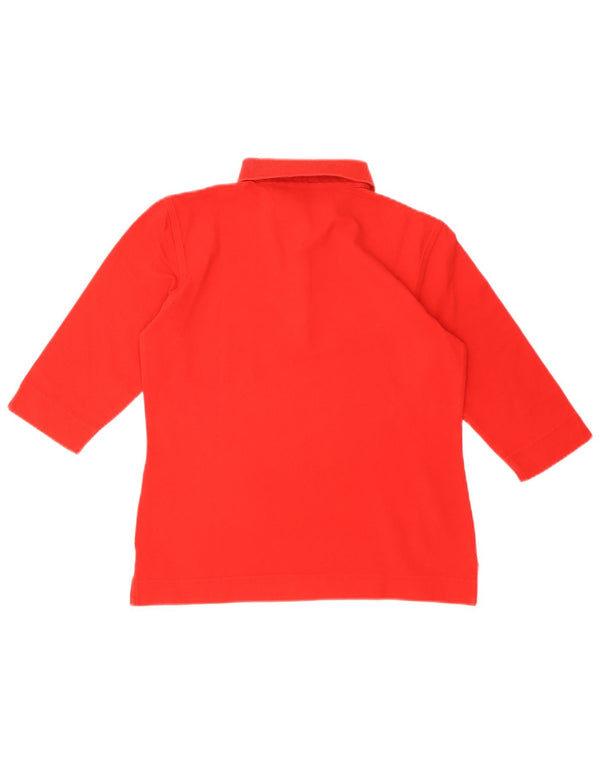 Tricou polo Tommy Hilfiger pentru femei, mânecă 3/4 UK 10, bumbac roșu mic
