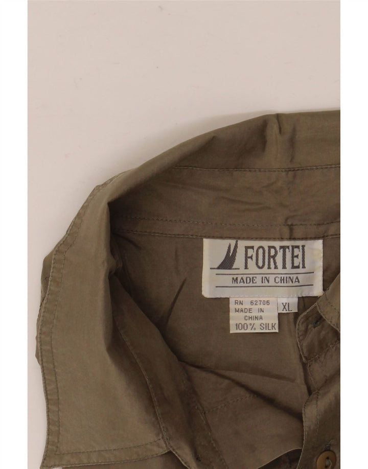 Cămașă Bărbați VINTAGE XL Maro Mătase
