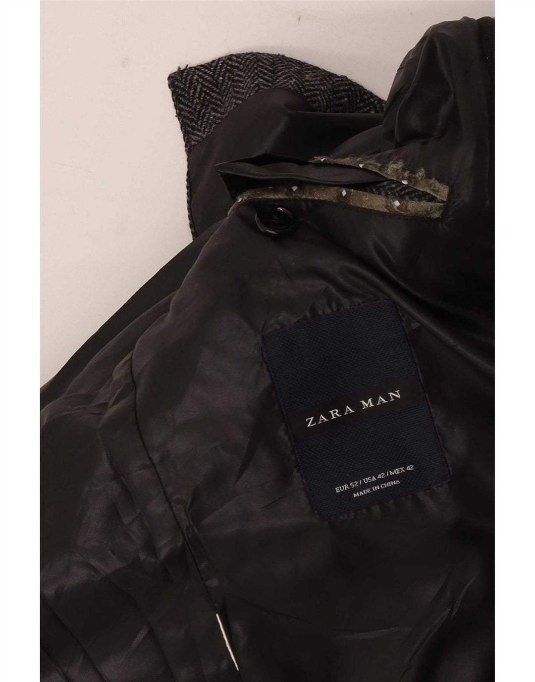 Jachetă pentru bărbați Zara, cu 2 nasturi, EU 52, mare, gri Herringbone