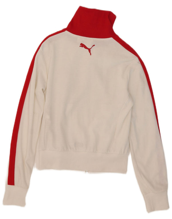Jachetă de top pentru trening Puma Crop pentru femei UK 10 Small White Colorblock