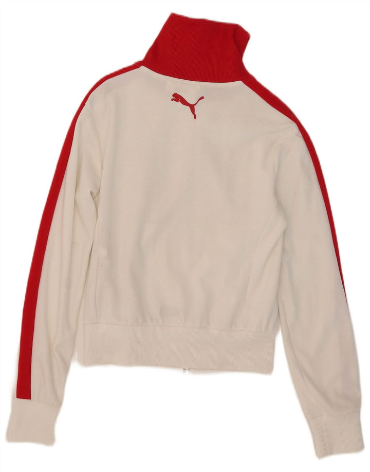 Jachetă de top pentru trening Puma Crop pentru femei UK 10 Small White Colorblock