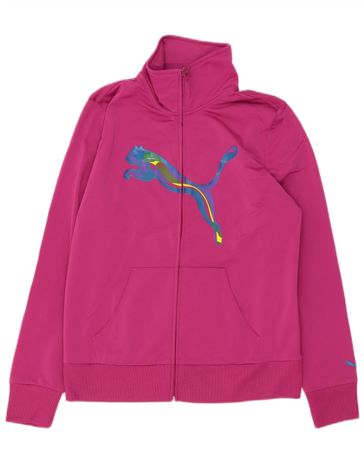 Jachetă de top cu trening grafic Puma pentru femei UK 16, mare, roz, poliester