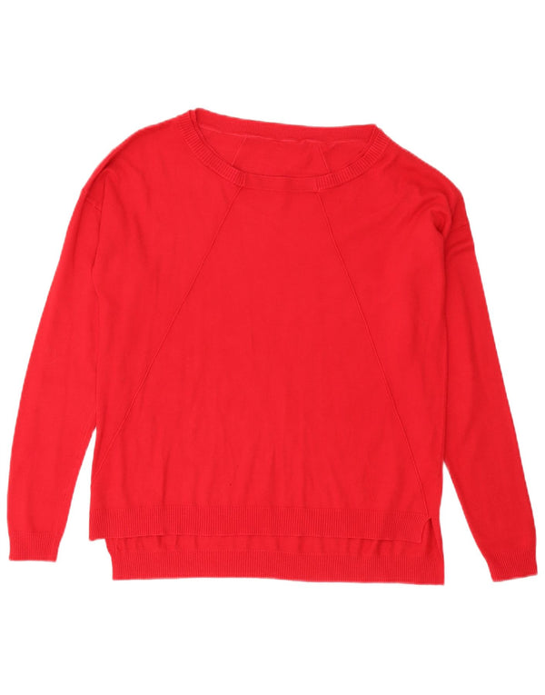 Pulover de damă vintage supradimensionat cu gât de barcă UK 10 Small Red