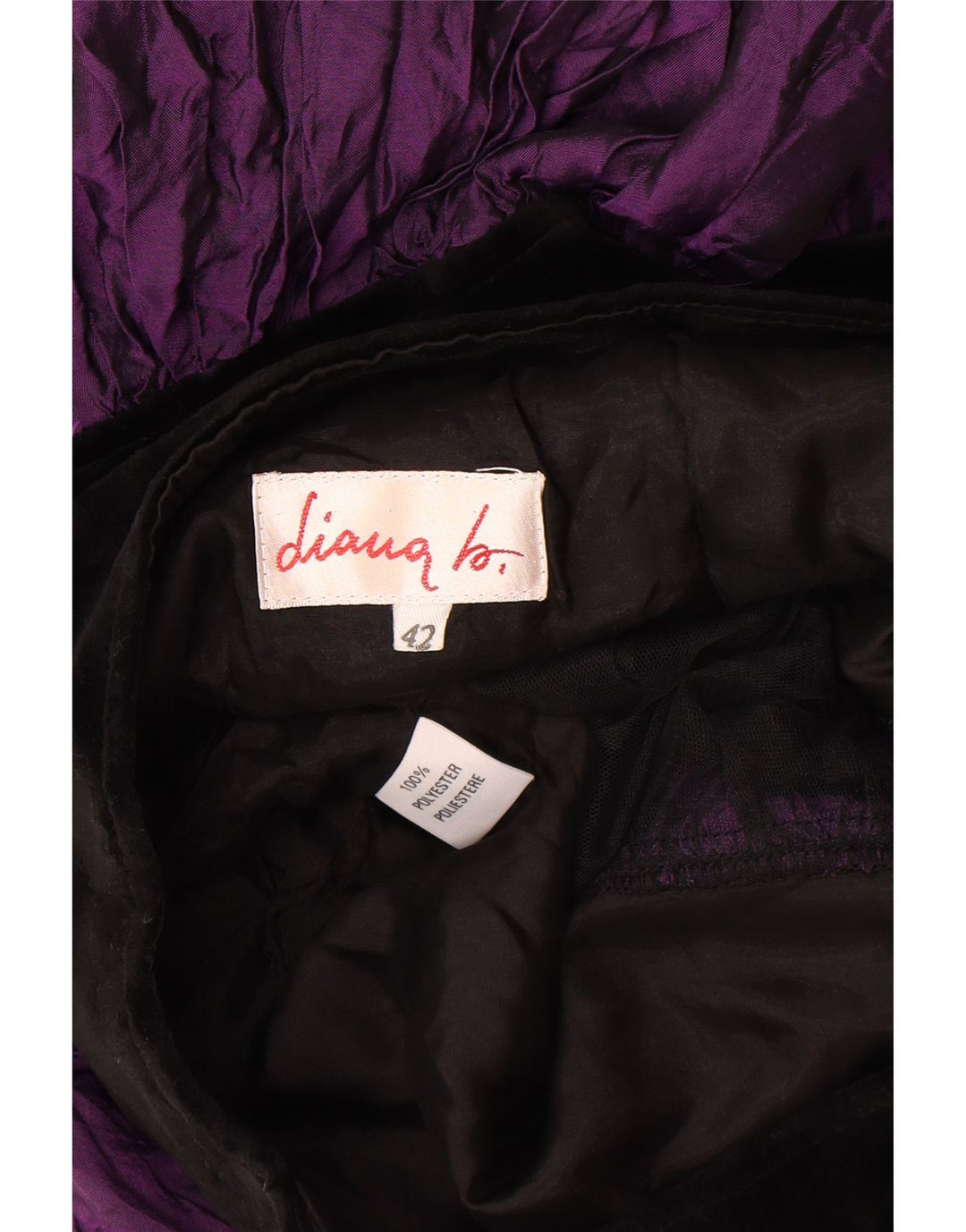 Fusta cu etaje vintage pentru femei IT 42 Medium W28 Violet Poliester color bloc