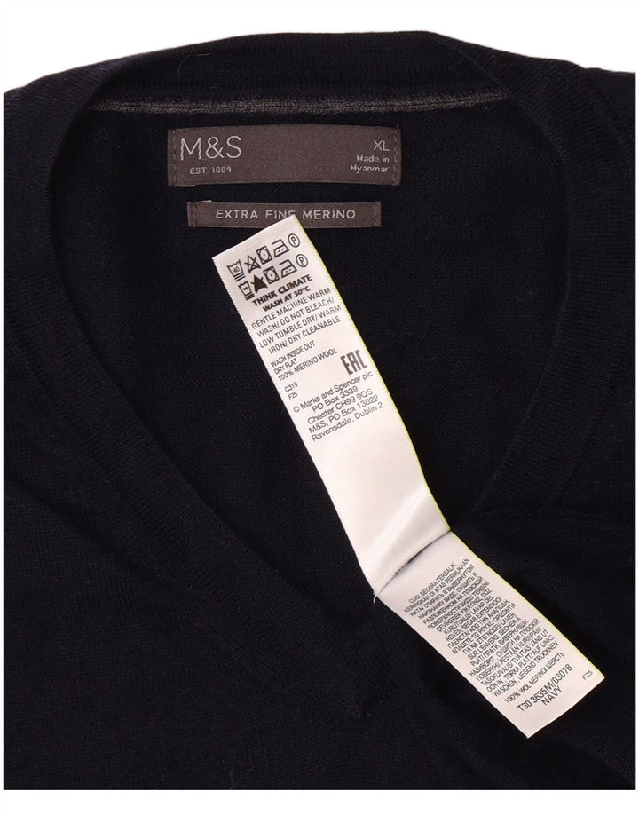 MARKS & SPENCER Pulover cu decolteu în V pentru bărbați XL Bleumarin Clasic