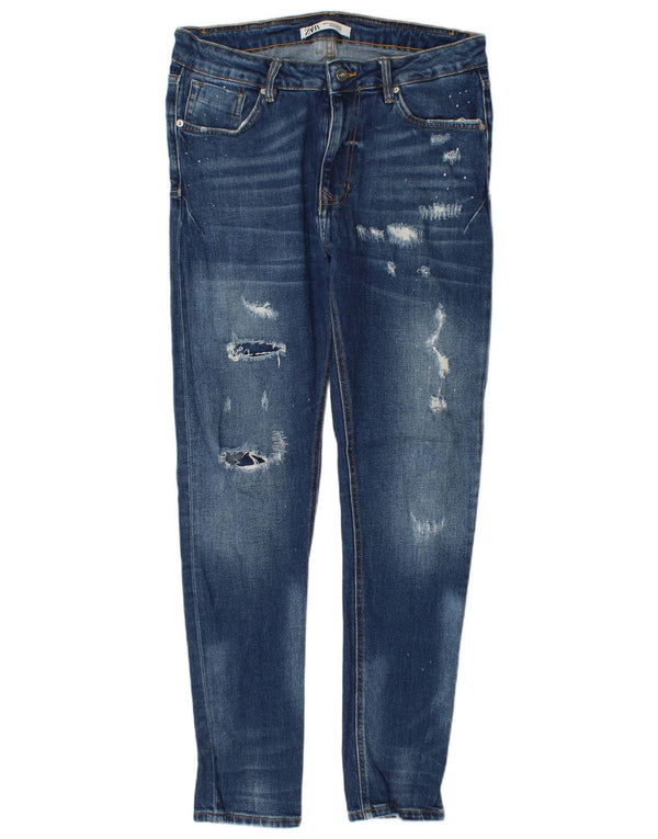 Blugi pentru bărbați slim învechiți Zara EU 42 Large W32 L32 Blue Bumbac