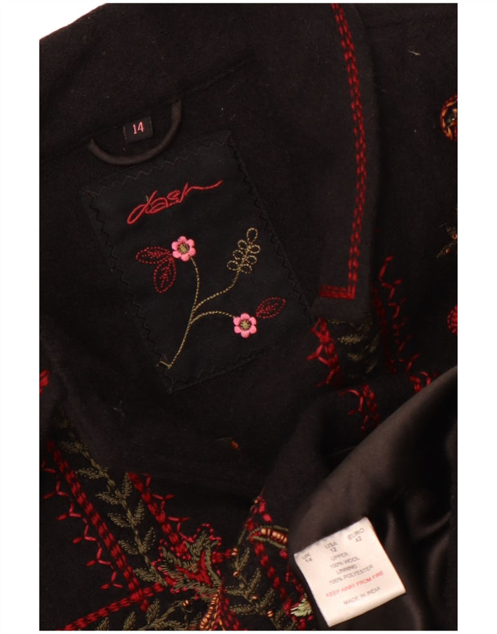 Jachetă Bomber Dash pentru femei UK 14 Lână mare neagră cachetă