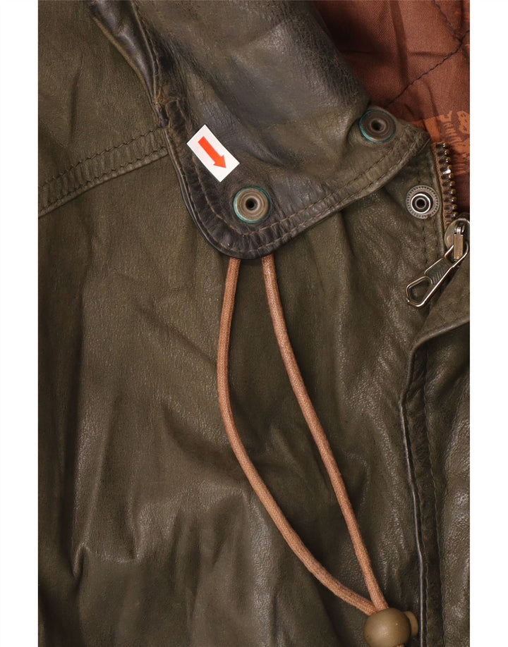 Geacă din piele vintage pentru bărbați IT 52 XL din piele kaki