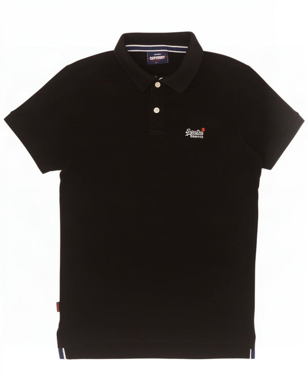 Tricou polo pentru bărbați Superdry, bumbac mediu negru