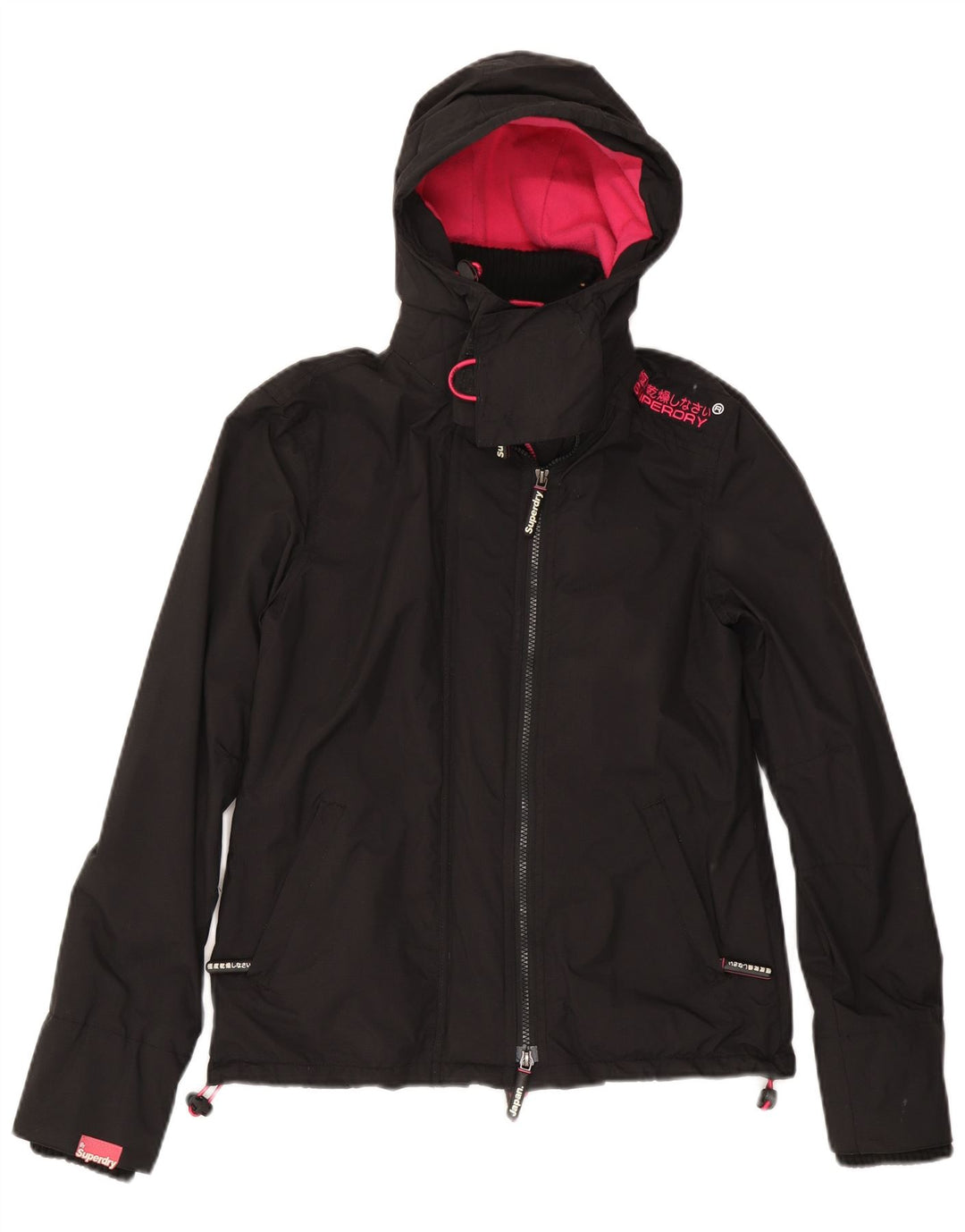 Jachetă Windbreaker cu glugă Superdry pentru femei UK 10 Small Black Nylon