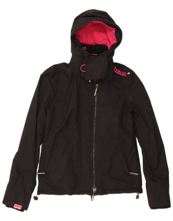 Jachetă Windbreaker cu glugă Superdry pentru femei UK 10 Small Black Nylon