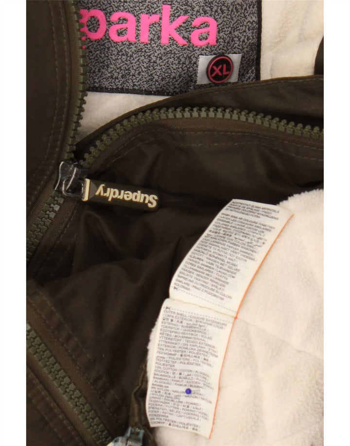 Jachetă de vânt cu glugă Superdry pentru femei UK 18 XL Kaki Poliester
