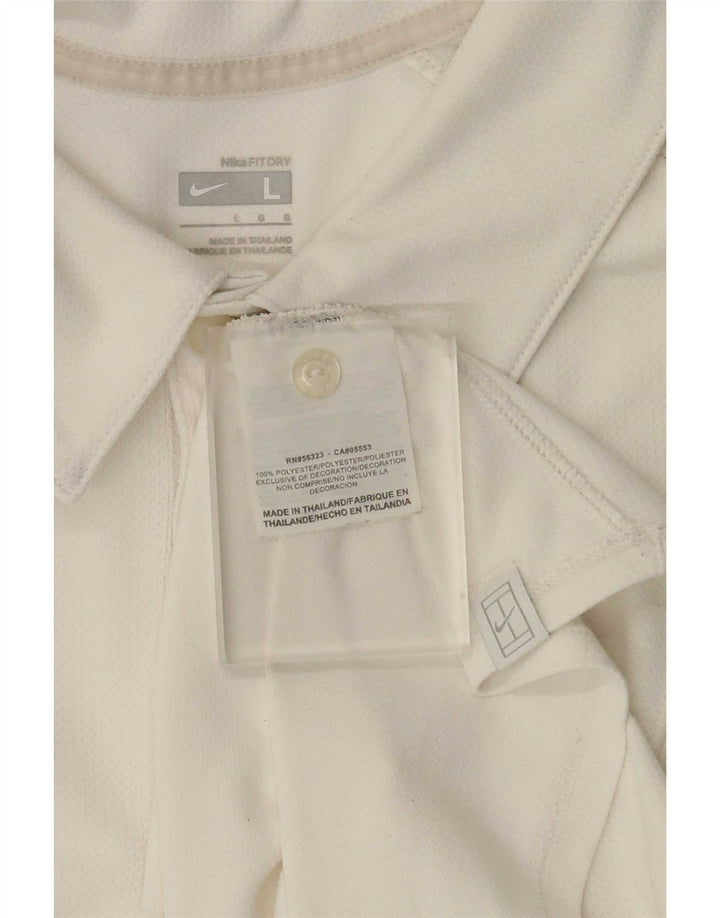 Tricou polo Nike pentru bărbați, mare, alb, din poliester bloc de culoare