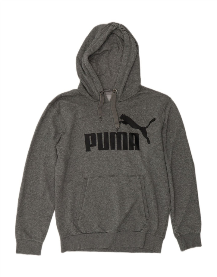 Pulover cu glugă cu grafică PUMA pentru bărbați, din poliester cu pături, gri mic
