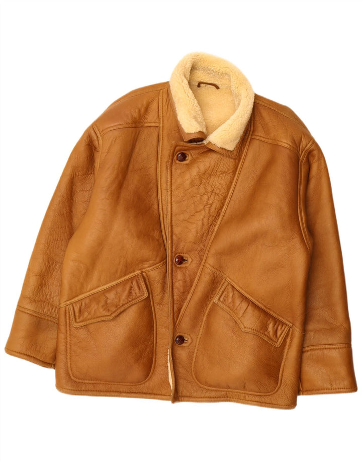 Jachetă vintage pentru bărbați din shearling UK 36 Small Beige