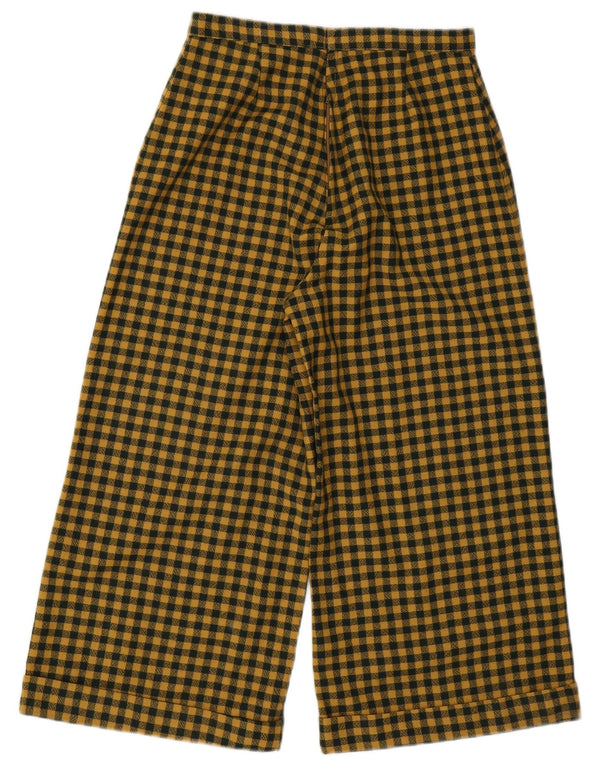 Pantaloni capri vintage cu talie înaltă pentru femei W28 L22 galben vichy