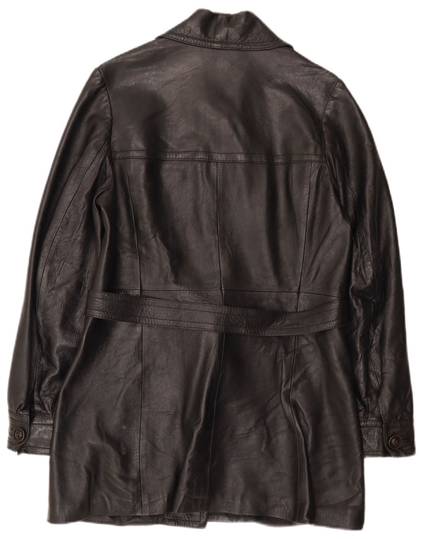 Palton din piele vintage pentru femei UK 10 mic negru