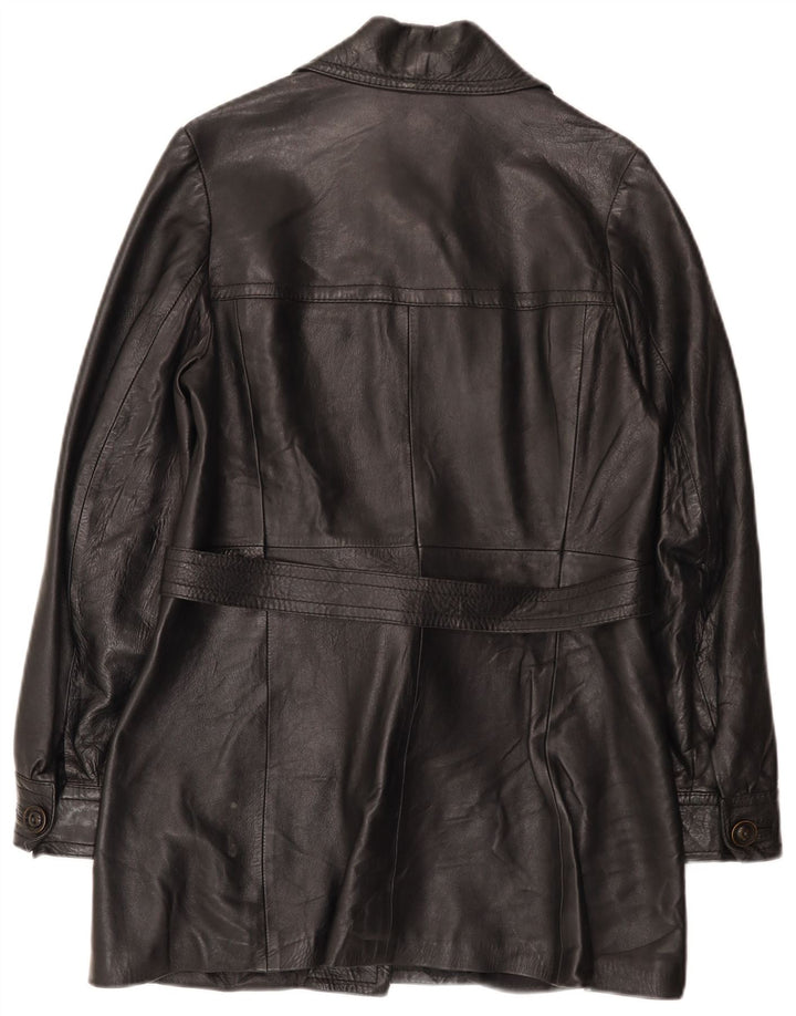 Palton din piele vintage pentru femei UK 10 mic negru