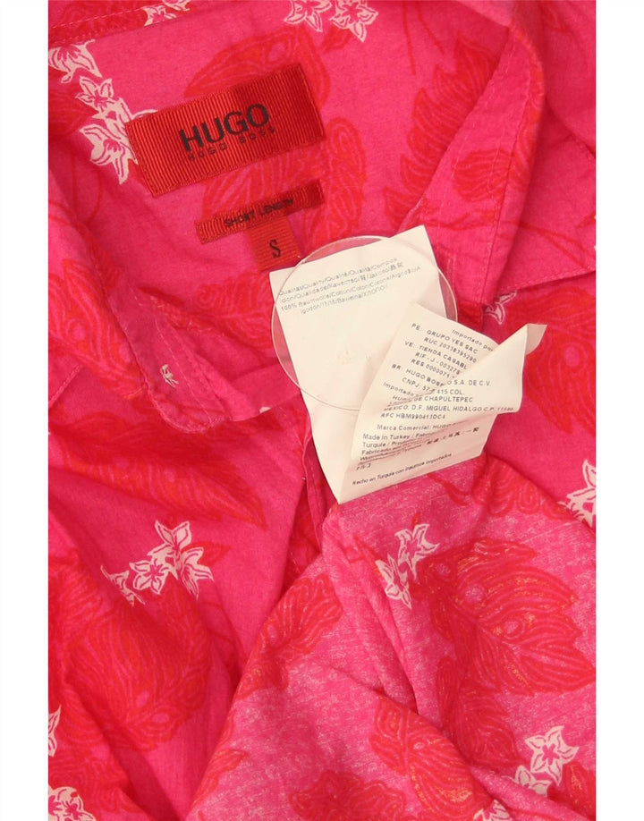 Cămașă pentru bărbați Hugo Boss Bumbac Floral roz mic