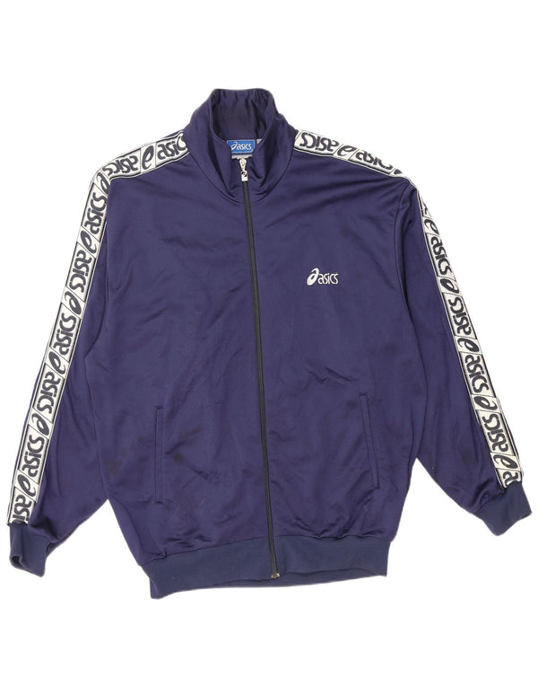 Jachetă de top pentru trening grafic Asics pentru bărbați, mijlociu, bleumarin, sport, blocuri de culoare