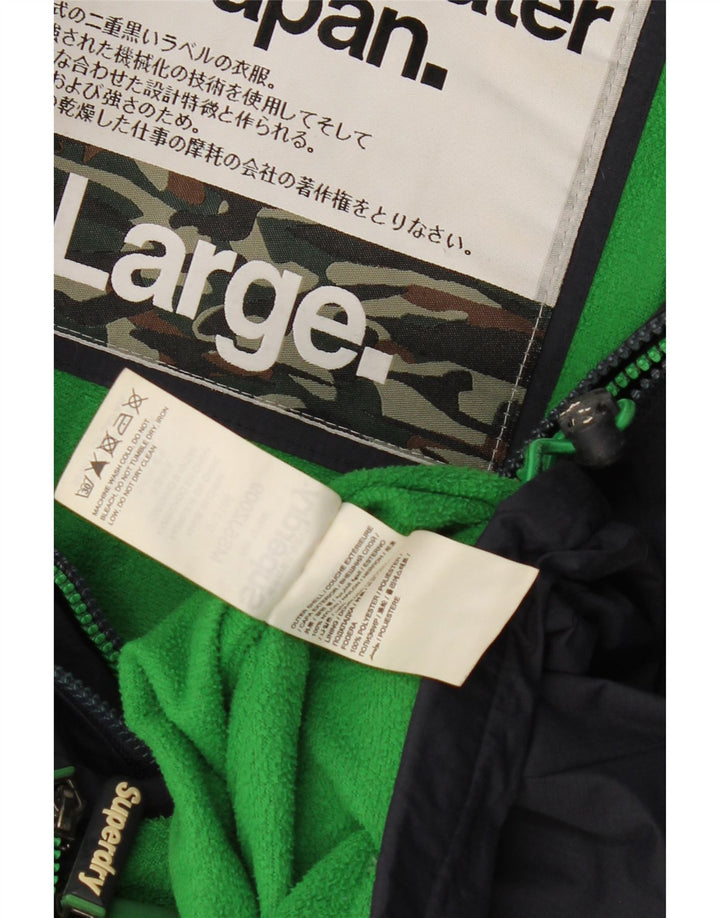 SUPERDRY jachetă de vânt cu glugă pentru femei UK 16 mare, albastru bleumarin, poliester