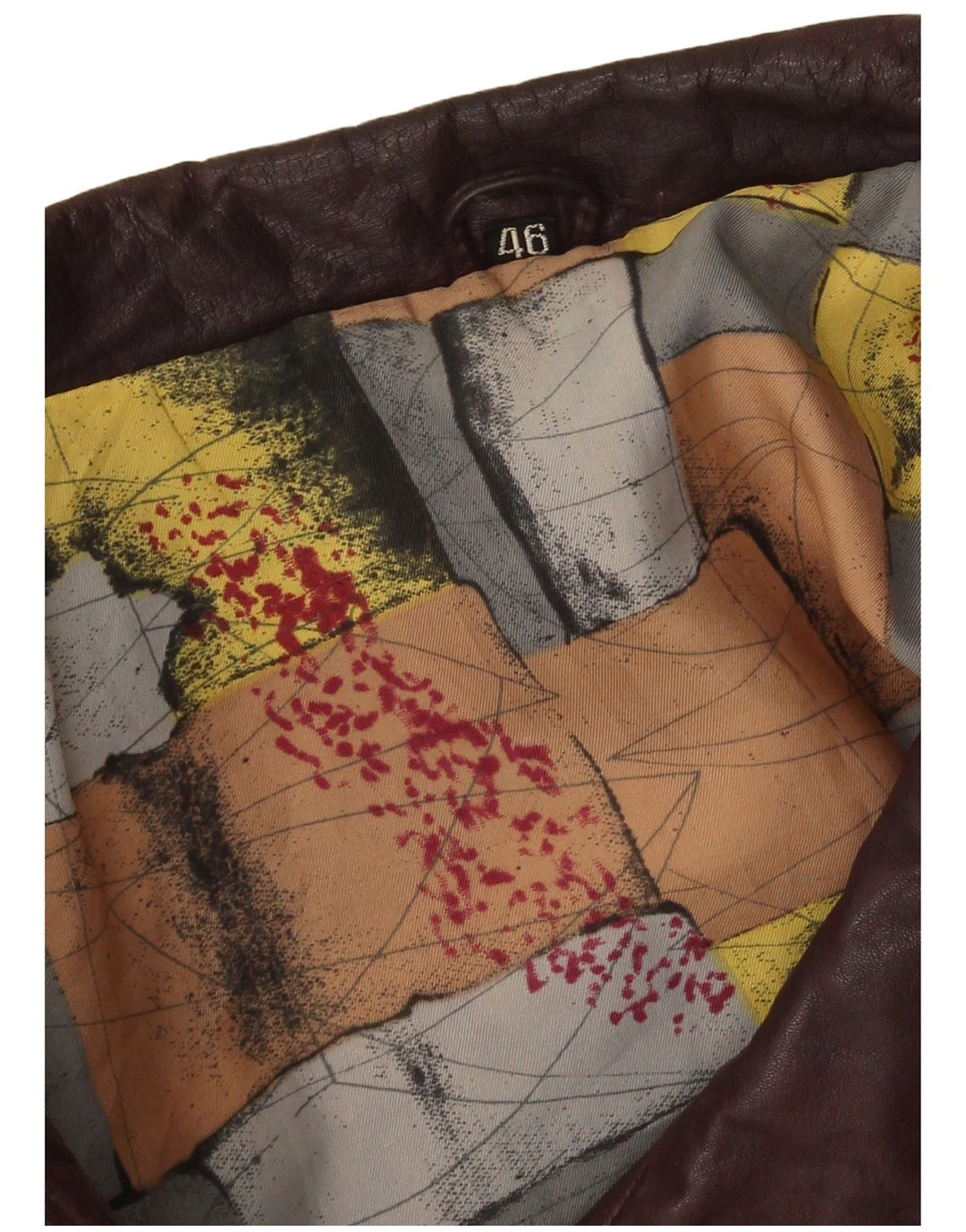 Geacă de piele vintage pentru femei IT 46 Large Burgundy Geometric