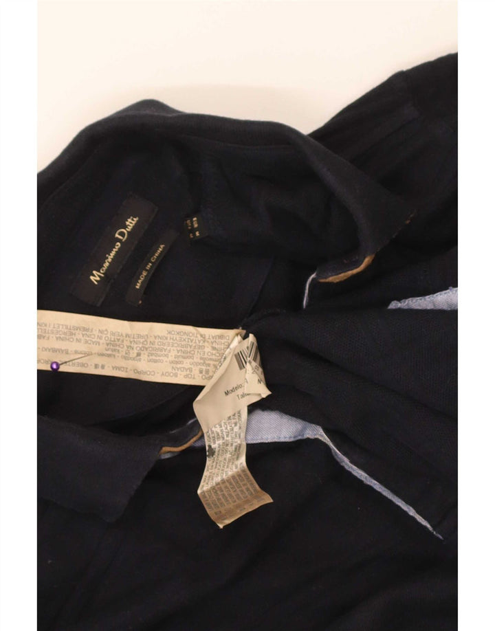 Cămașă polo cu mânecă lungă pentru bărbați Massimo Dutti, bumbac bleumarin mediu
