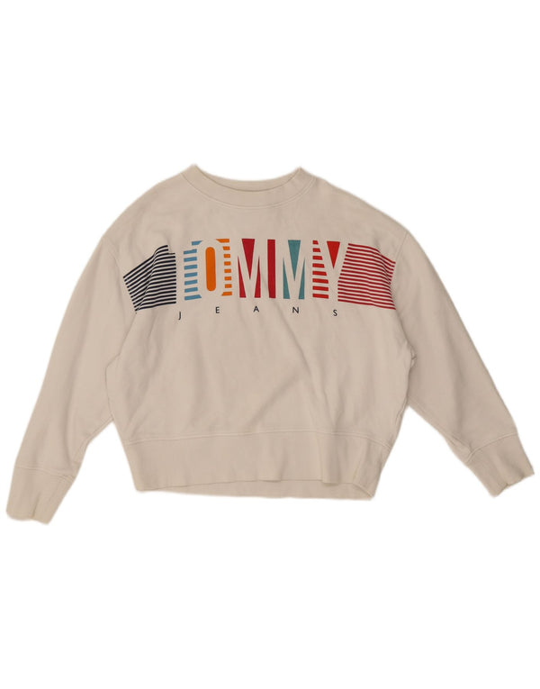 Pulover pentru femei Tommy Hilfiger, supradimensionat, cu mâneci 3/4, UK 2 2XS, alb