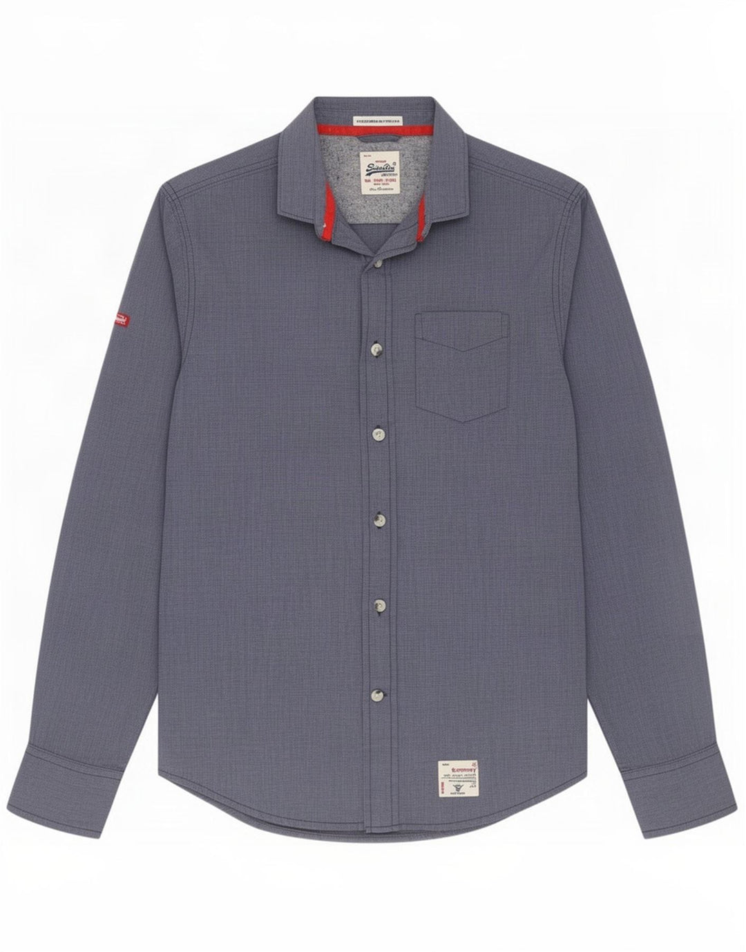 Superdry Cămașă pentru bărbați, bumbac albastru mediu