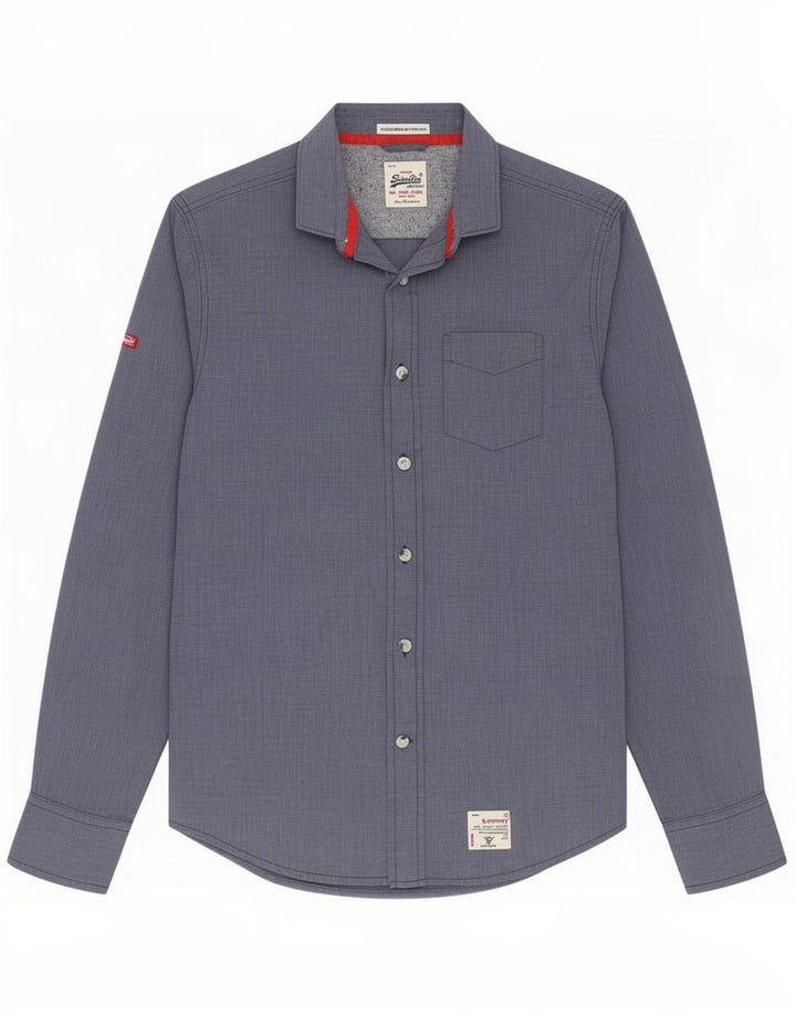 Superdry Cămașă pentru bărbați, bumbac albastru mediu