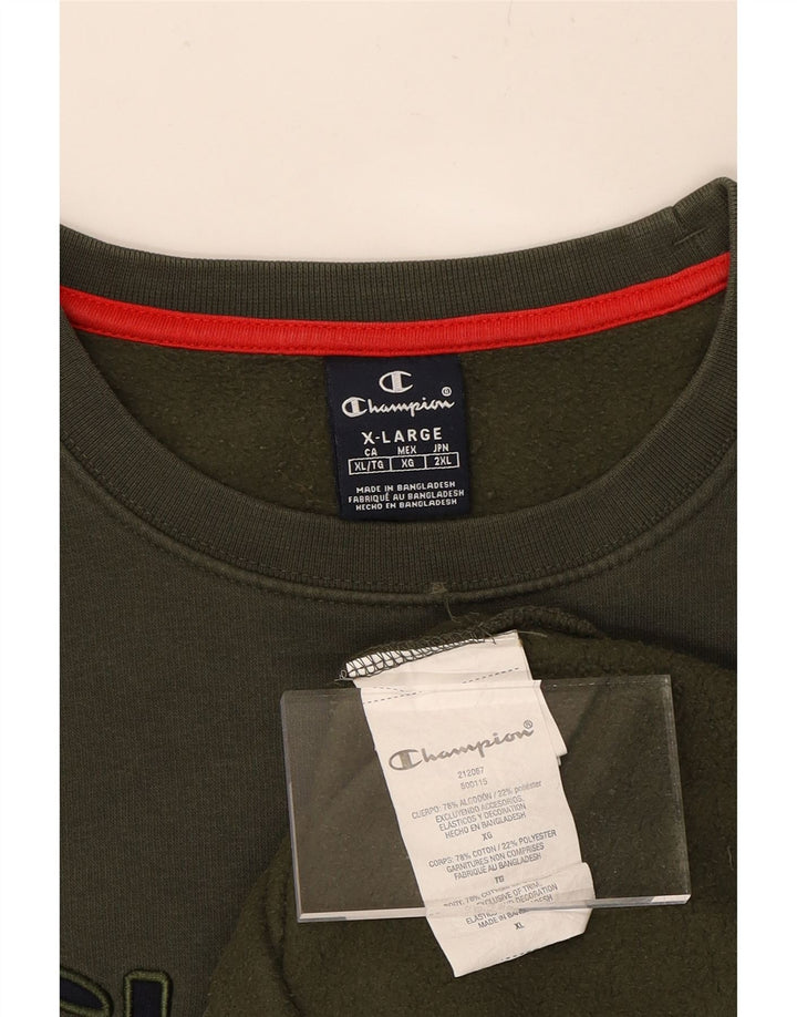 CHAMPION Mens Graphic Sweatshirt Jumper XL Khaki Cotton Vintage Champion and Second-Hand Champion from Messina Hembry 