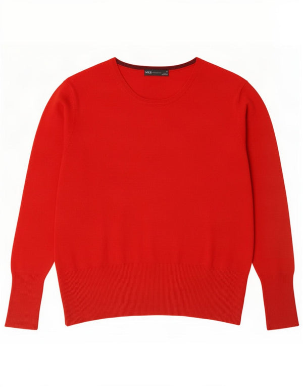 Pulover pentru femei Marks & Spencer, cu gât de barcă, UK 22 3XL, viscoză roșie