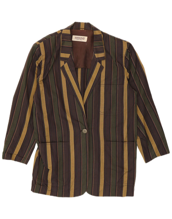 Sacou blazer pentru femei de weekend cu 1 nasture UK 14 mare, multicolore, cu dungi