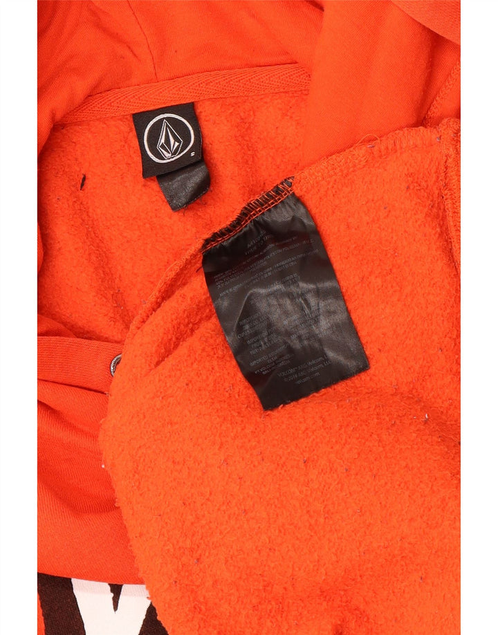 Pulover VOLCOM pentru bărbați cu glugă cu grafică, bumbac mic portocaliu