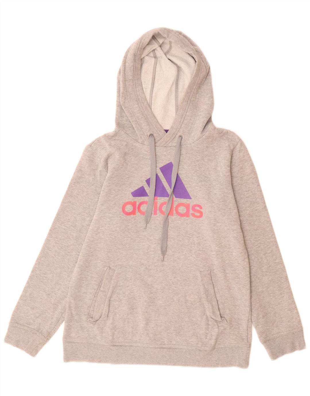 Pulover cu glugă grafic Adidas pentru femei UK 12 Gri mediu