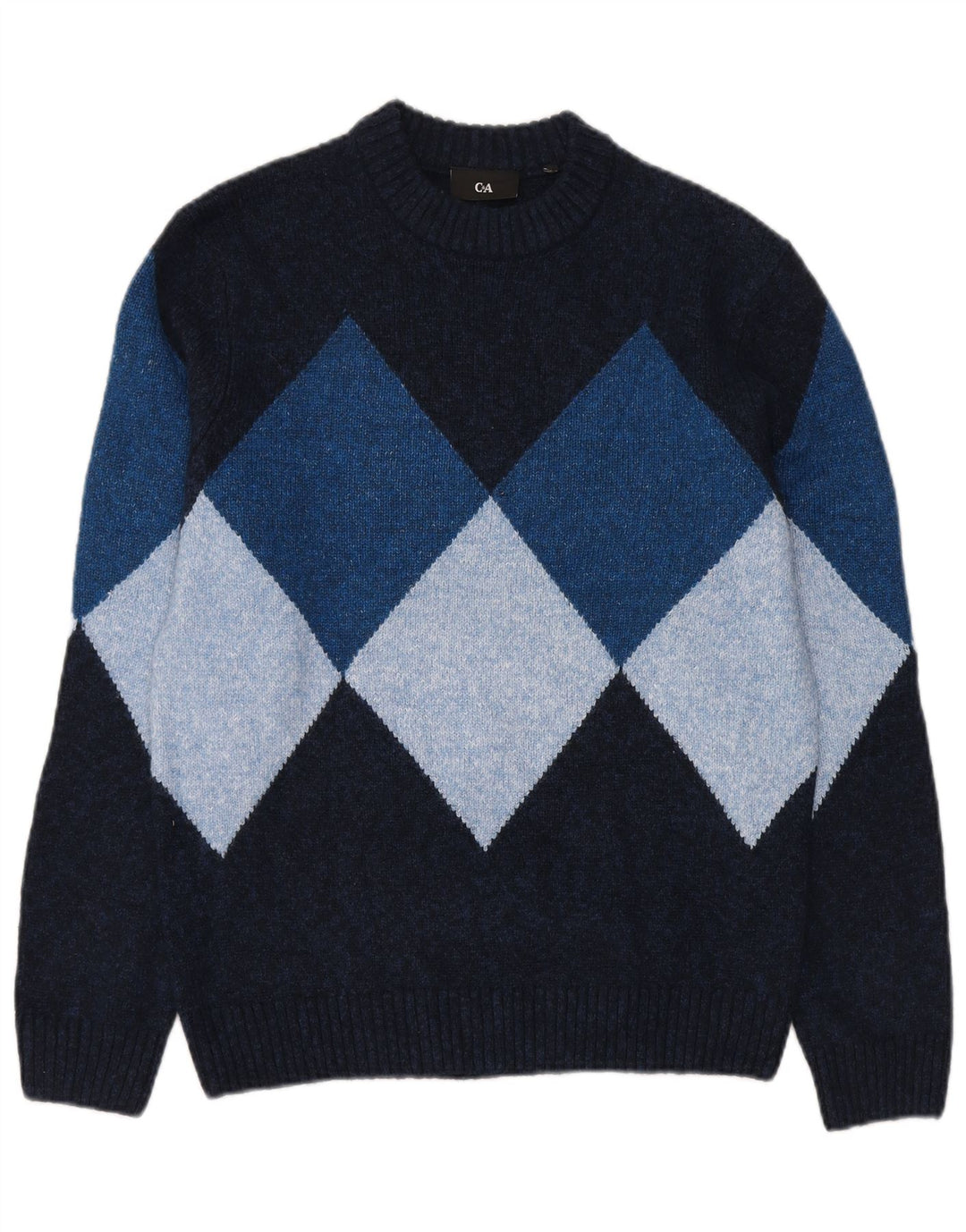 C & A Pulover pentru bărbați cu decolteu rotund Mic bleumarin Argyle/Diamond