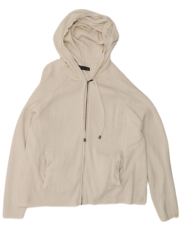 Pulover cardigan cu glugă pentru femei Marks & Spencer UK 18 XL bumbac alb