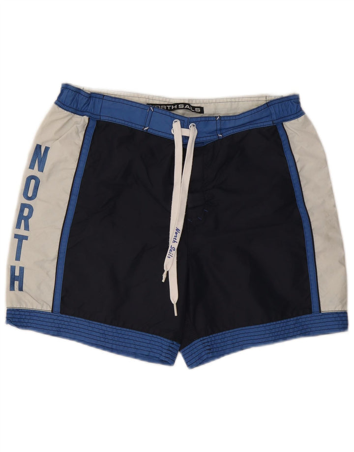 Pantaloni scurți de înot grafic North Sails pentru bărbați, medii, albastru bleumarin, color block