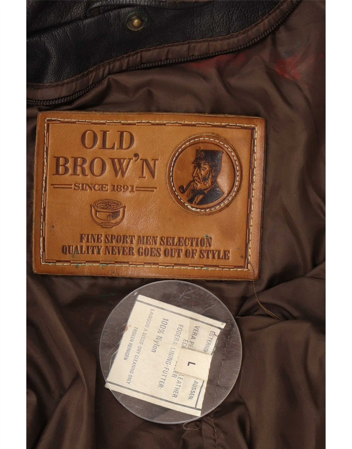 Vintage Mens Leather Flight Aviator Jacket UK 40 Large Brown