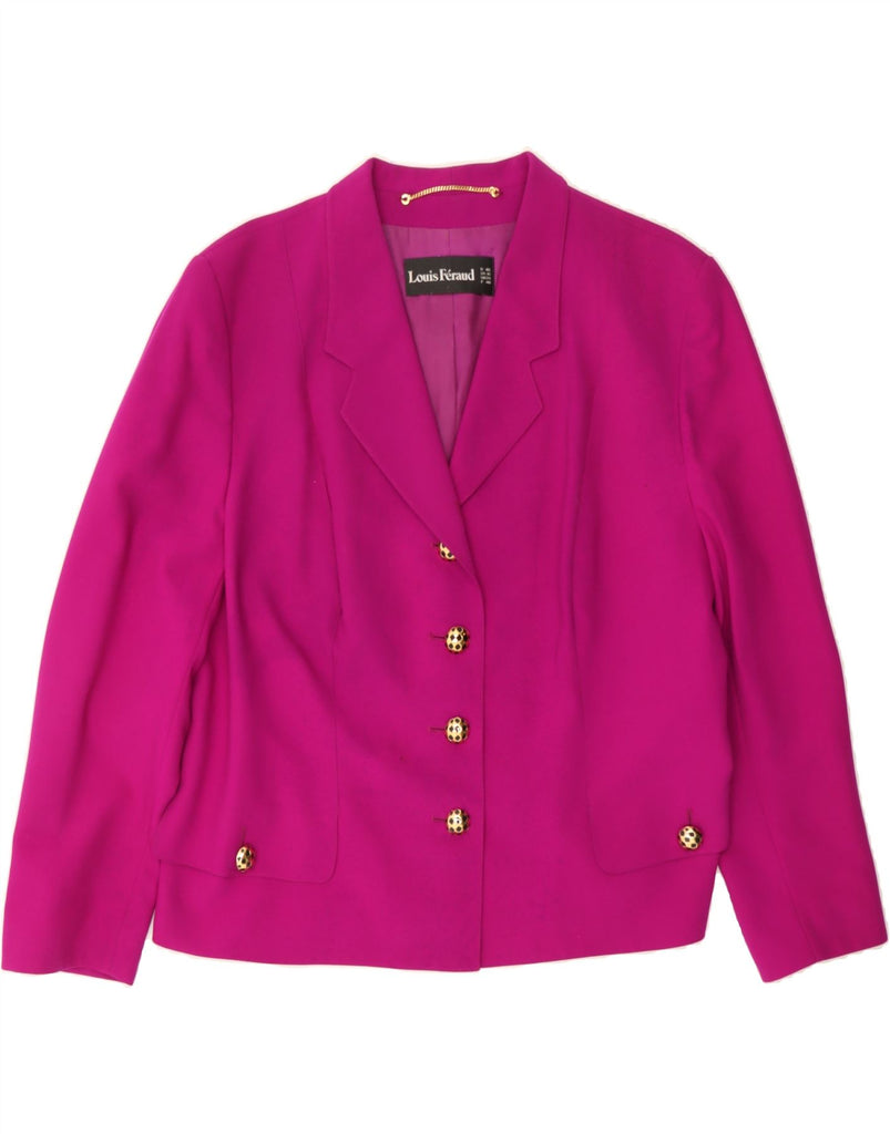 LOUIS FERAUD Womens 4 Button Blazer Jacket UK 20 2XL Pink Wool Vintage Louis Feraud and Second-Hand Louis Feraud from Messina Hembry 