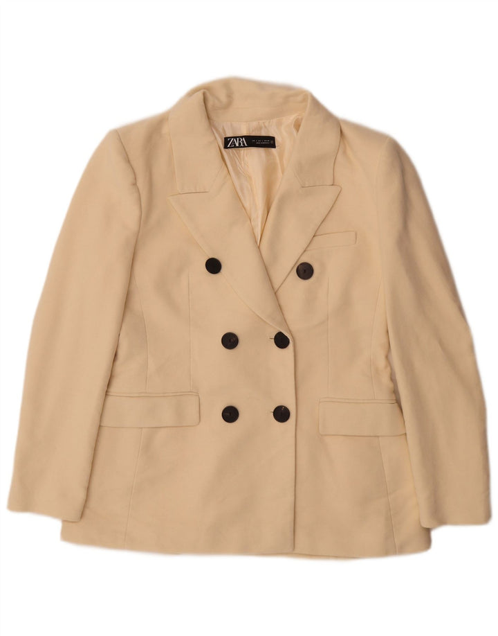 Jachetă Blazer pentru femei Zara UK 16, mare, alb, bumbac