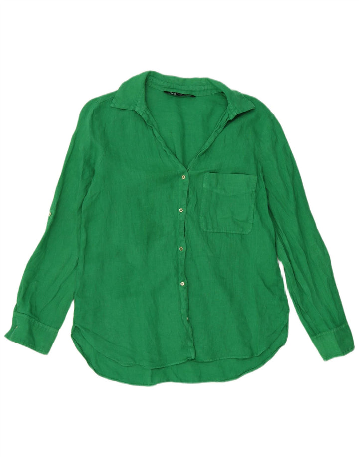 Cămașă Zara Femei UK 14 Verde Mediu In