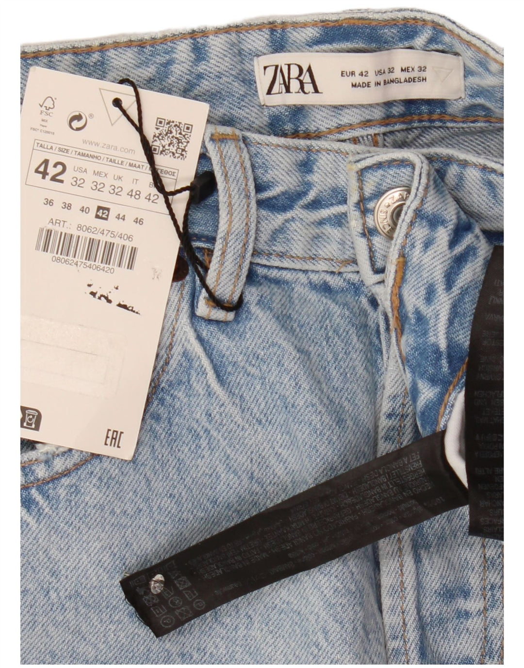 Blugi tăiați pentru bărbați Zara EU 42 Large W32 L27 Blue Bumbac
