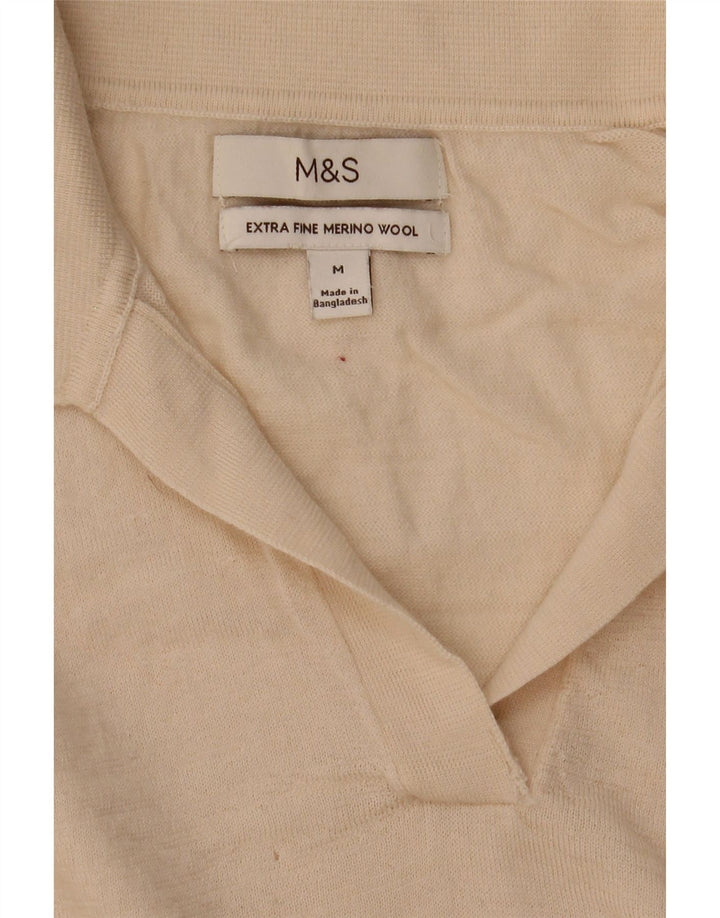 Pulover pentru femei Marks & Spencer, cu gât polo, UK 12 Medium Beige Lână