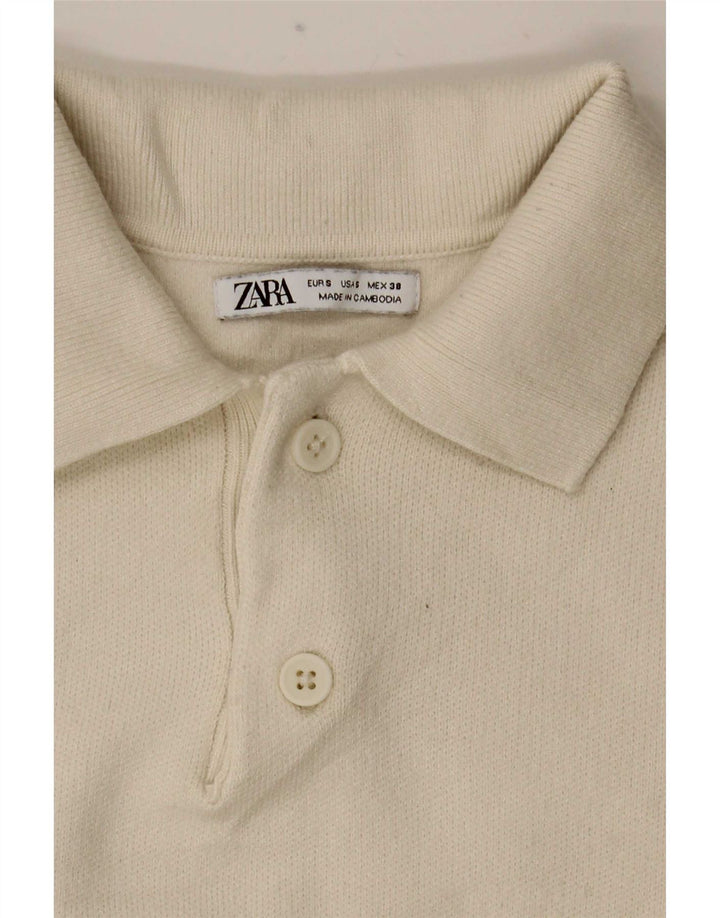 Pulover pentru bărbați Zara, cu gât polo, mic, alb