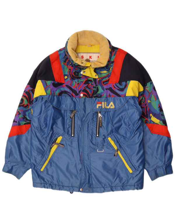 Jachetă de schi Fila pentru bărbați, cu glugă, ajustată, UK 36, albastru, color block