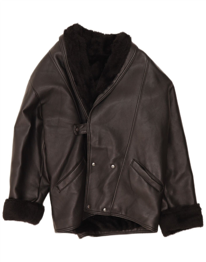 Jachetă vintage pentru bărbați din shearling IT 38 Medium Black Shearling