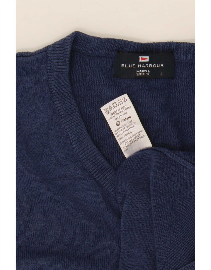 Pulover Marks & Spencer pentru bărbați, Blue Harbour, cu decolteu în V, mare, bleumarin