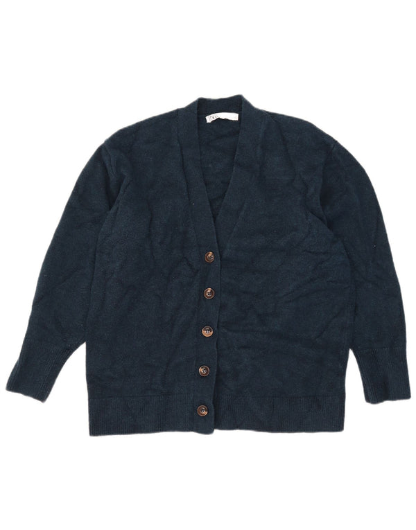 Pulover cardigan pentru femei Zara UK 16 mare bleumarin acrilic