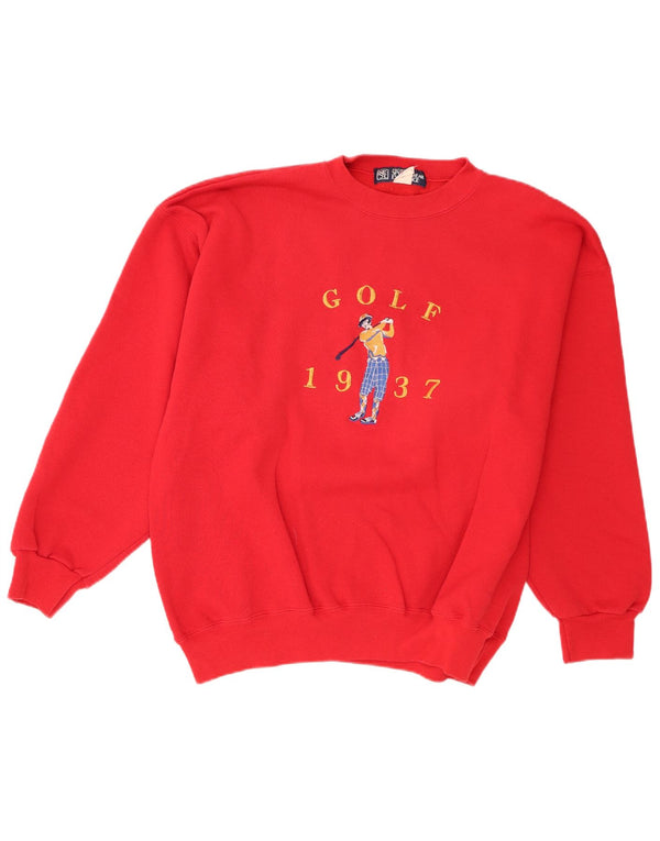 Hanorac vintage pentru bărbați cu grafică Jumper XL bumbac roșu